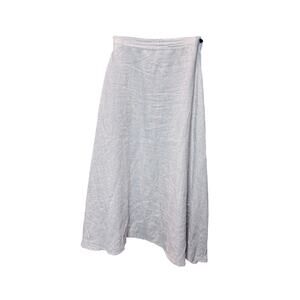 Linen  Midi Skirt Women's Size Small Light Gray Side Pocket Minimalist Boho